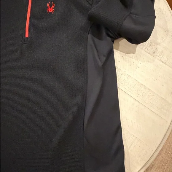 Spyder Sweater Men's XXL Black 1/4 Zip Pullover Long Sleeve - Picture 7 of 14